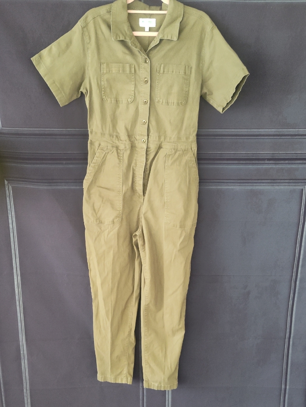 Olive Short-Sleeve Utility Jumpsuit